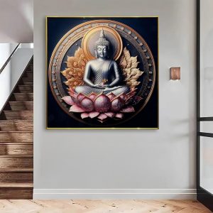 Lotus of Awakening Buddha Crystal Glass Painting