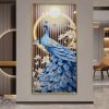 The Blue Horizon Modern Peacock Crystal Glass Painting