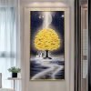 Majestic Golden Tree of Life Crystal Glass Wall Art