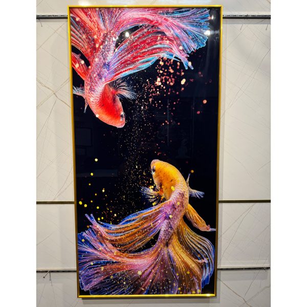Siamese Japanese Fish Crystal Glass Painting - Image 3