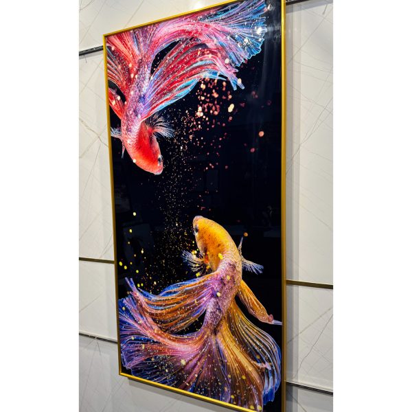 Siamese Japanese Fish Crystal Glass Painting - Image 4