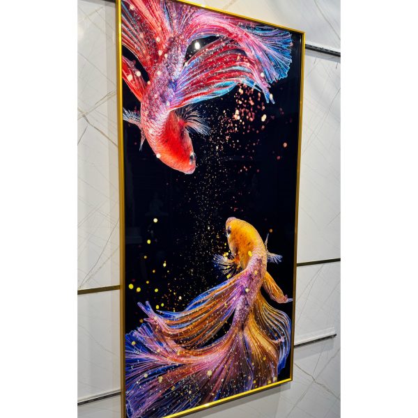 Siamese Japanese Fish Crystal Glass Painting - Image 5