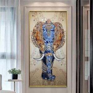 Royal Udaipur Elephant Crystal Glass Painting (with Pearls)