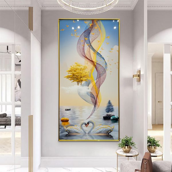 Swans of Solstice Crystal Glass Painting - Image 2