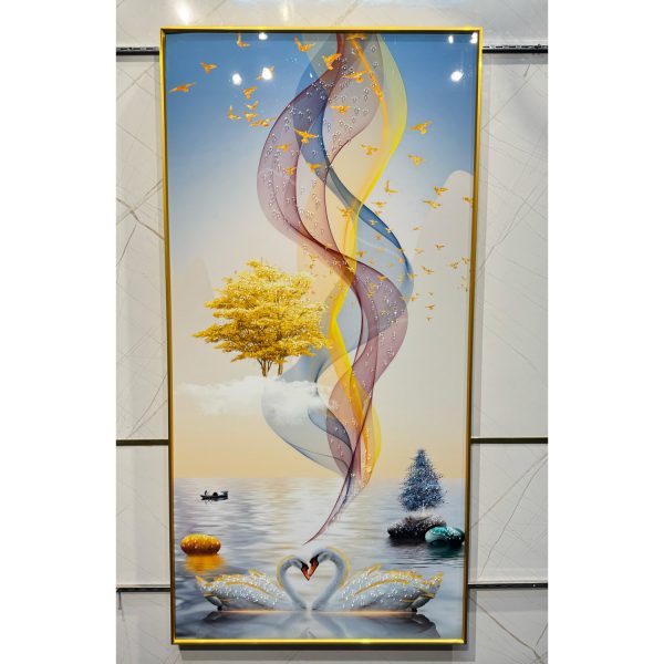 Swans of Solstice Crystal Glass Painting - Image 3
