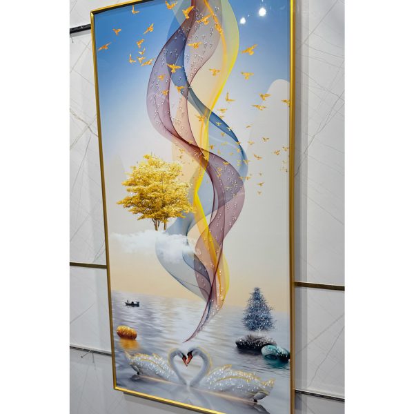 Swans of Solstice Crystal Glass Painting - Image 4