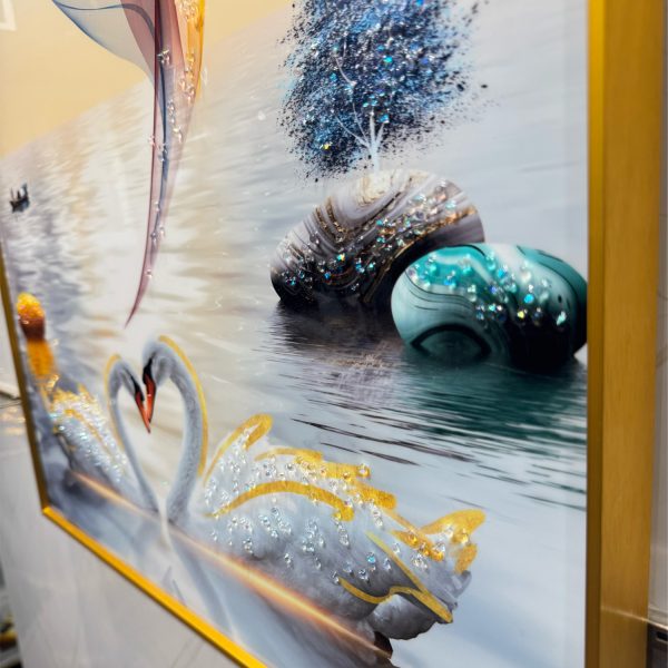 Swans of Solstice Crystal Glass Painting - Image 7