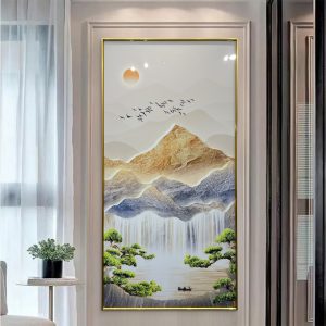 Echoes of Waterfall Crystal Glass Painting