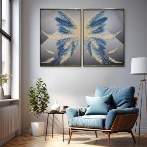 Starling Feathers Majestic Crystal Glass Painting – Set of 2
