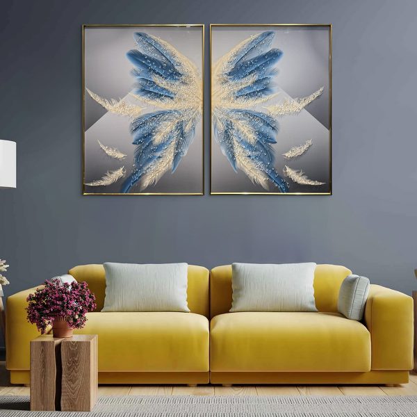 Starling Feathers Majestic Crystal Glass Painting – Set of 2 - Image 2