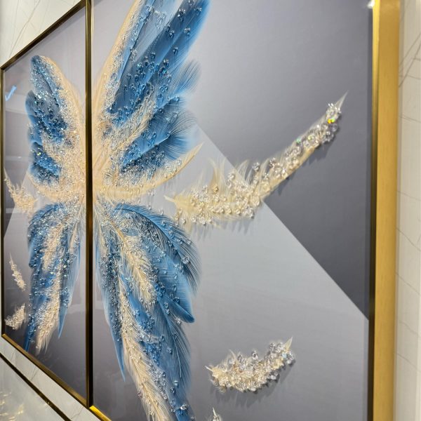 Starling Feathers Majestic Crystal Glass Painting – Set of 2 - Image 6