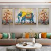 Ethnic Look Elephant Crystal Glass Wall Art - Set of 3