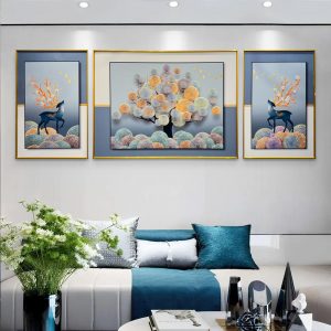 Eternal Tree of Life with Deers Crystal Glass Painting - Set of 3