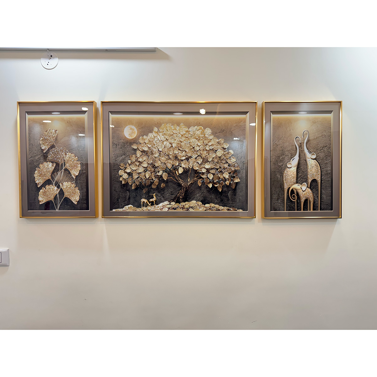 Golden Essence Modern Glass Painting - Set of 3 - Image 3