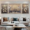 Golden Essence Modern Glass Painting - Set of 3