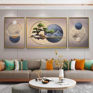 Minimalistic Eternity Tree Crystal Glass Wall Painting - Set of 3