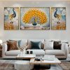 Rainbow Colourful Peacock Crystal Glass Painting - Set of 3