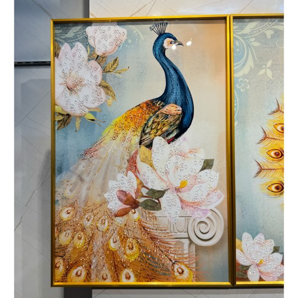 Rainbow Colourful Peacock Crystal Glass Painting - Set of 3 - Image 4