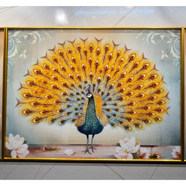 Rainbow Colourful Peacock Crystal Glass Painting - Set of 3 - Image 5