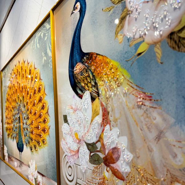 Rainbow Colourful Peacock Crystal Glass Painting - Set of 3 - Image 6