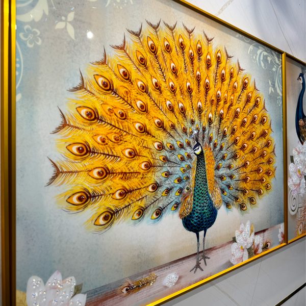 Rainbow Colourful Peacock Crystal Glass Painting - Set of 3 - Image 7