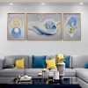 The Feather Stillness Natural Crystal Glass Wall Art - Set of 3