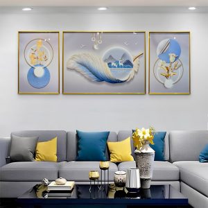 The Feather Stillness Natural Crystal Glass Wall Art - Set of 3