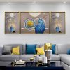 Celestial Grace Peacock Crystal Glass Wall Painting - Set of 3