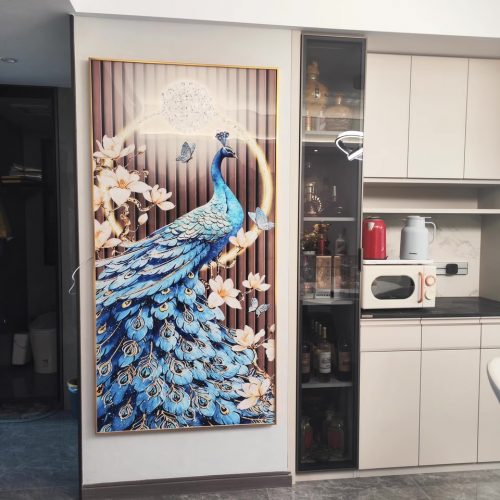 The Blue Horizon Modern Peacock Crystal Glass Painting photo review