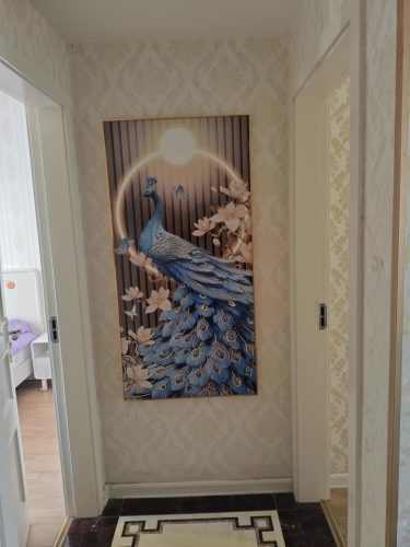 The Blue Horizon Modern Peacock Crystal Glass Painting photo review