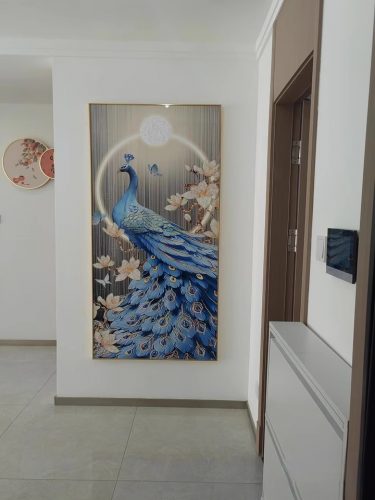 The Blue Horizon Modern Peacock Crystal Glass Painting photo review