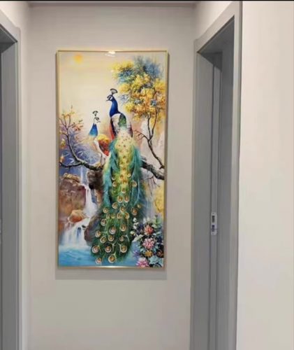 Glorious Peacock Duo Modern Crystal Glass Wall Painting photo review