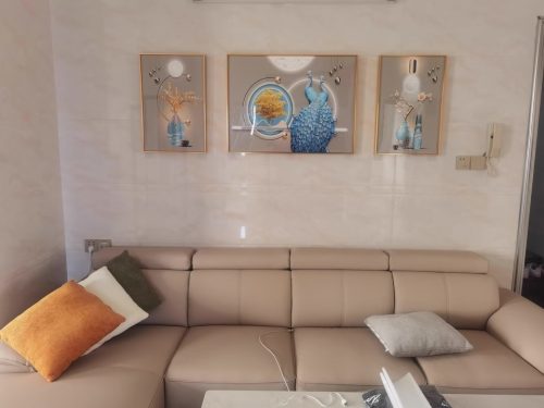 Celestial Grace Peacock Crystal Glass Wall Painting - Set of 3 photo review