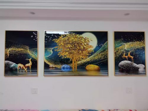 Eclipse in Golden Tree of Life Crystal Glass Painting - Set of 3 photo review