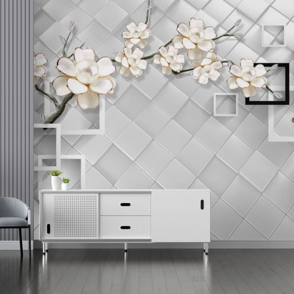Pearl Petals Geometric Harmony Wallpaper - Image 2