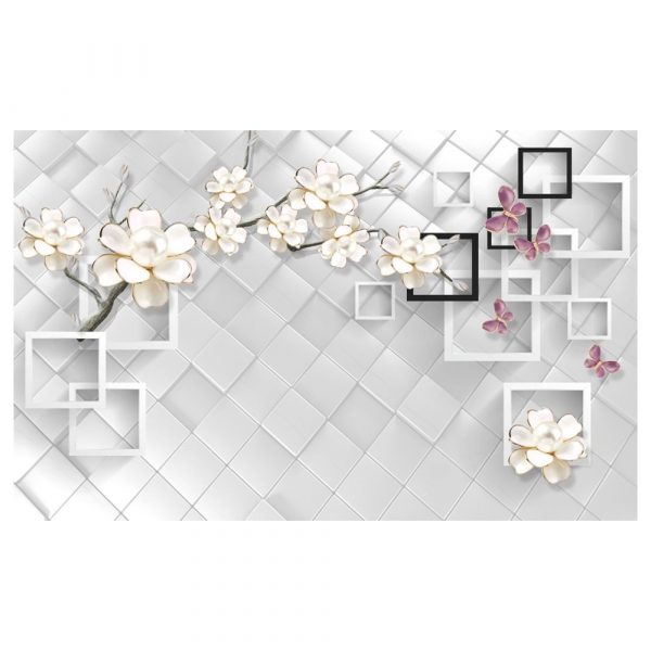Pearl Petals Geometric Harmony Wallpaper - Image 3