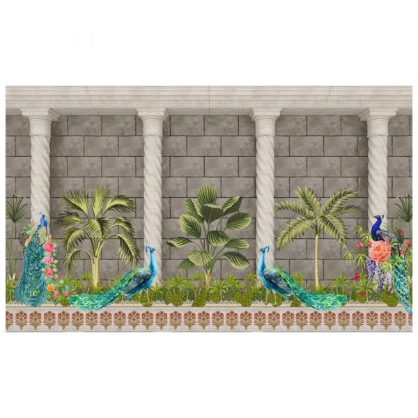 Regal Peacocks Palace Garden Wallpaper - Image 3