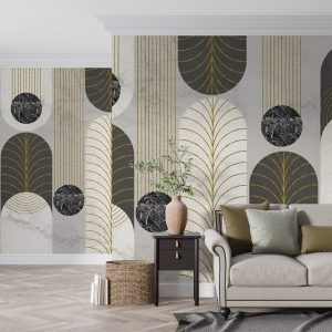 Golden Marble Deco Abstraction Wall Mural