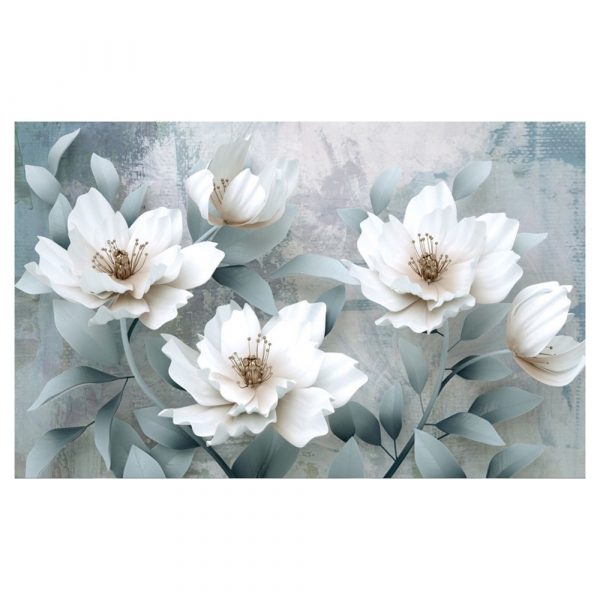 Misty Elegance White Florals 3D Wallpaper - Image 3