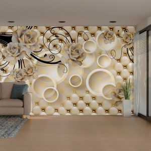 Cream Rose Dreamscape Circles Wall Mural