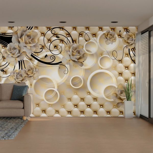 Cream Rose Dreamscape Circles Wall Mural