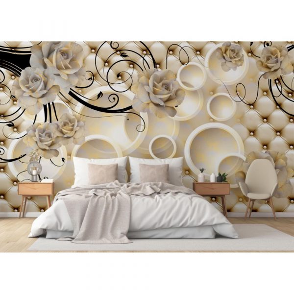 Cream Rose Dreamscape Circles Wall Mural - Image 2