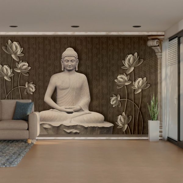 Tranquil Buddha Lotus Garden 3D Mural - Image 2