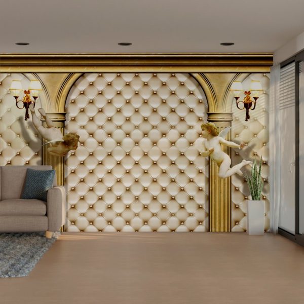 Classic Cherub Golden Arch 3D Wallpaper - Image 2