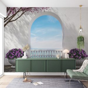 Mediterranean Archway Seaside View Mural