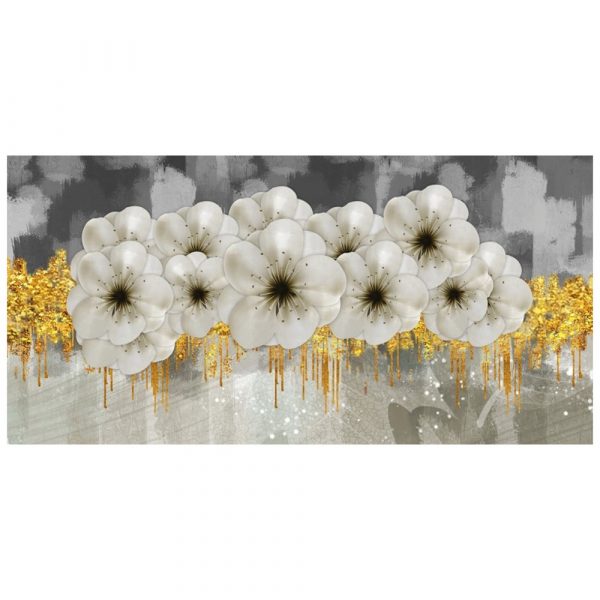 Golden Cascade White Blossom Mural - Image 3