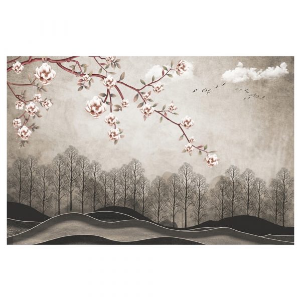 Misty Forest Blossom Branch 3D Wallpaper - Image 3