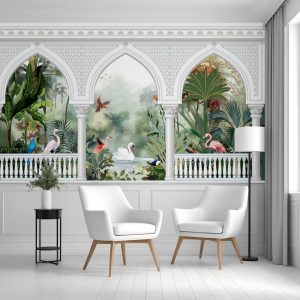 Exotic Birds Garden Archway Mural