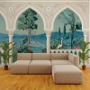 Tranquil Lake Vista Arch Wall Mural