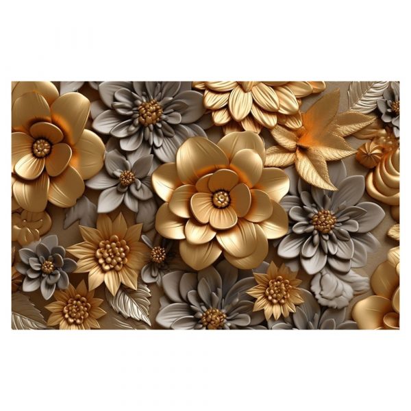 Luxe Gold Silver Floral Fantasy Wallpaper - Image 3